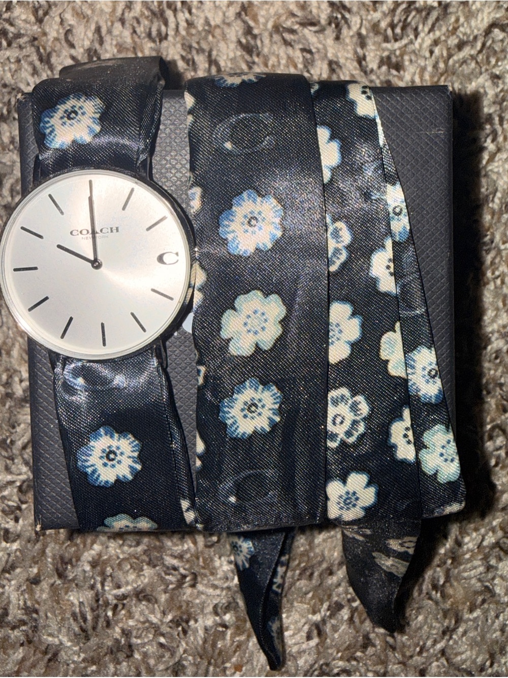 Coach Woman Floral Wrap Watch - Black/White/Blue